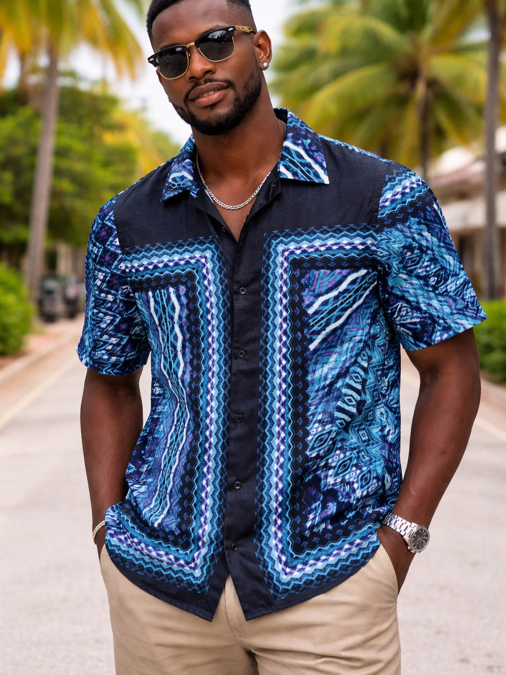 Men's Casual Short Sleeve Button Down Shirt