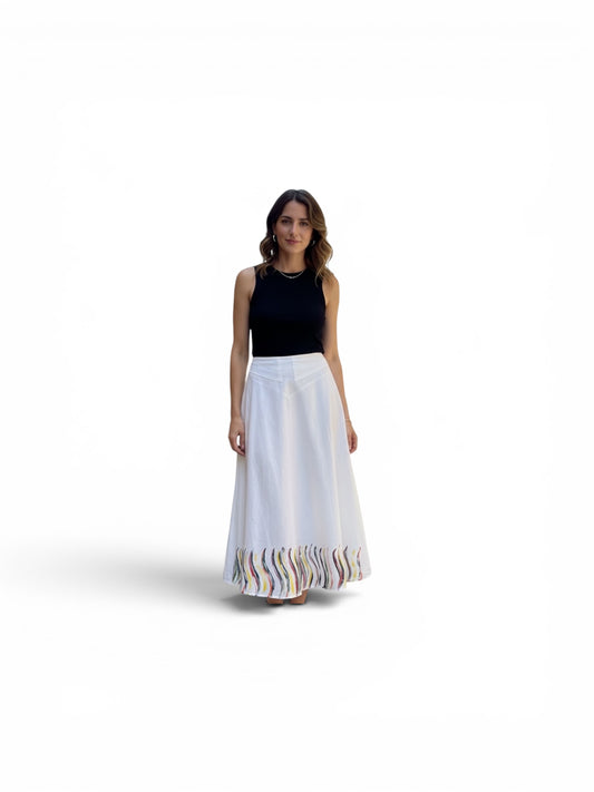 Hand-Painted Handmade Wide Maxi Skirt