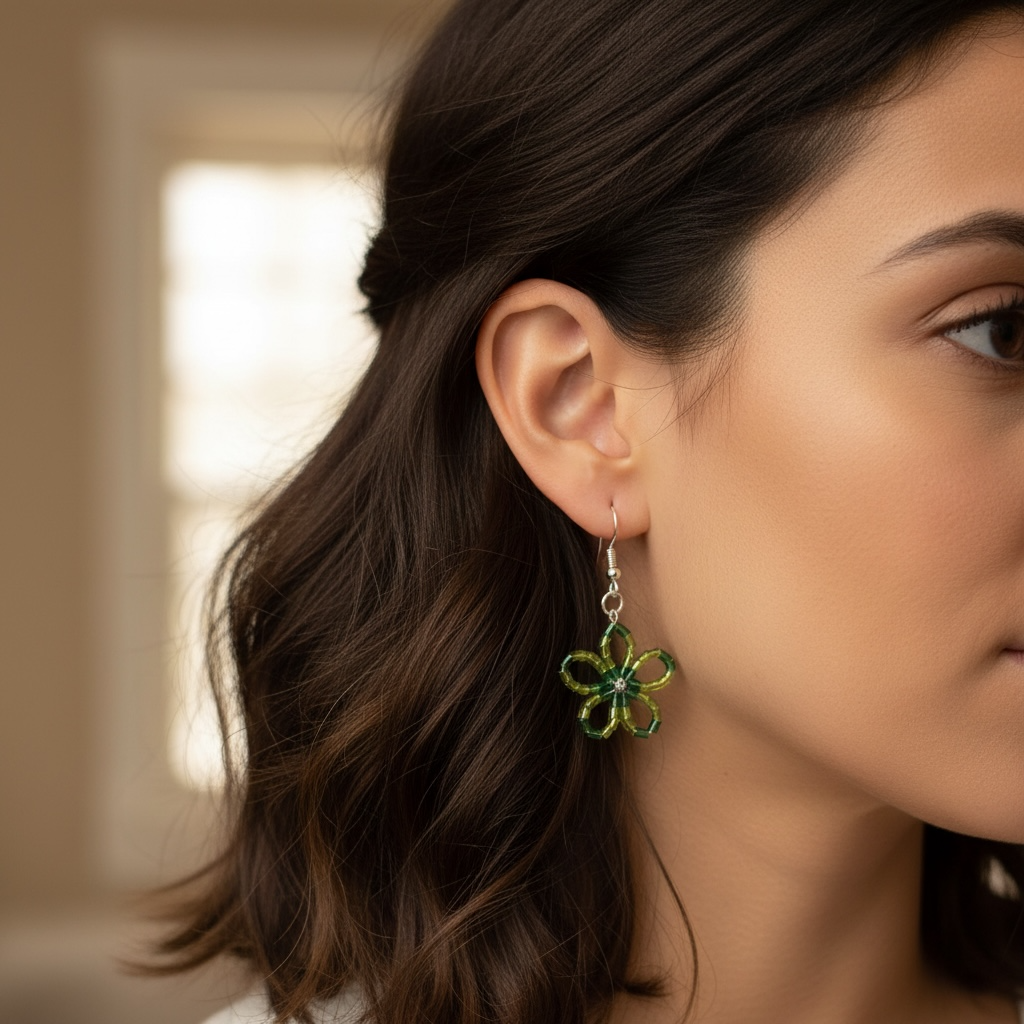 Handmade beaded Flower earrings