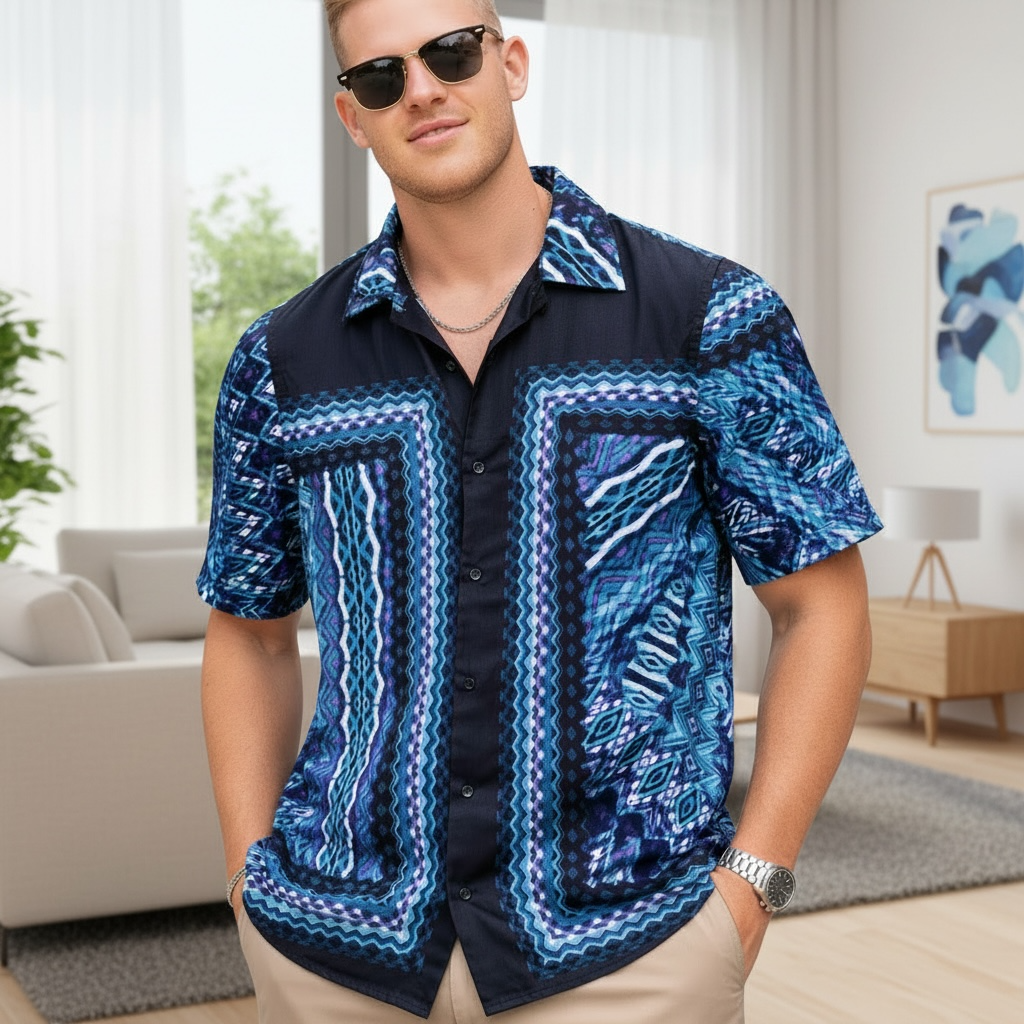 Men's Casual Short Sleeve Button Down Shirt